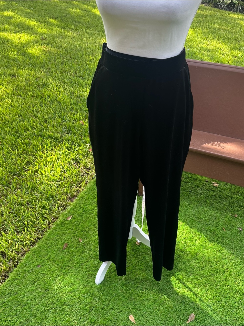 LOFT Black velvet Wide Leg Pants - High Waist Draped Silhouette